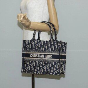 Christian Dior Trotter Canvas Hand Bag Navy Auth 136545M